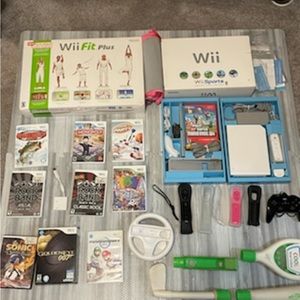 Nintendo Wii Console, Wii Fit board w/ games and controllers